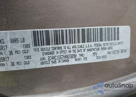 2017 Chrysler Pacifica Touring from USA, damaged, VIN 2C4RC1DG7HR623290